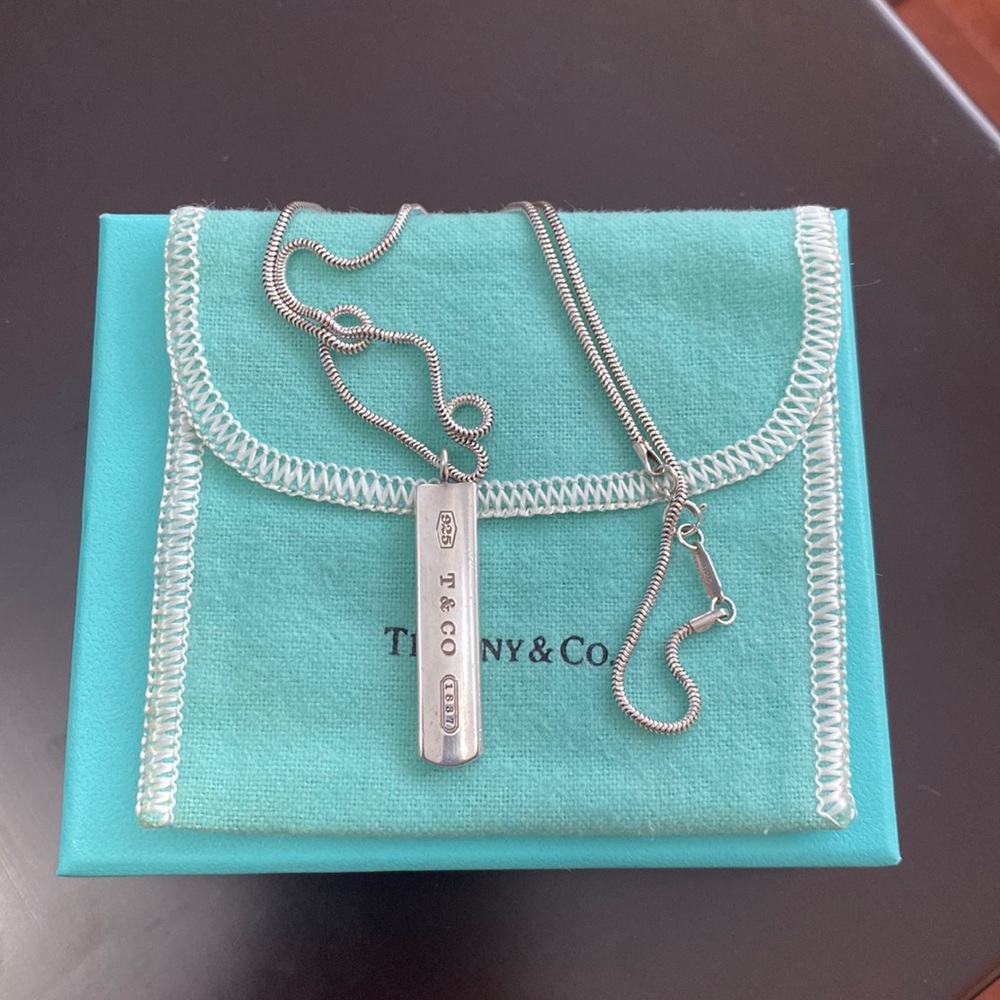 Authentic Tiffany & co 1837 bar necklace in silver